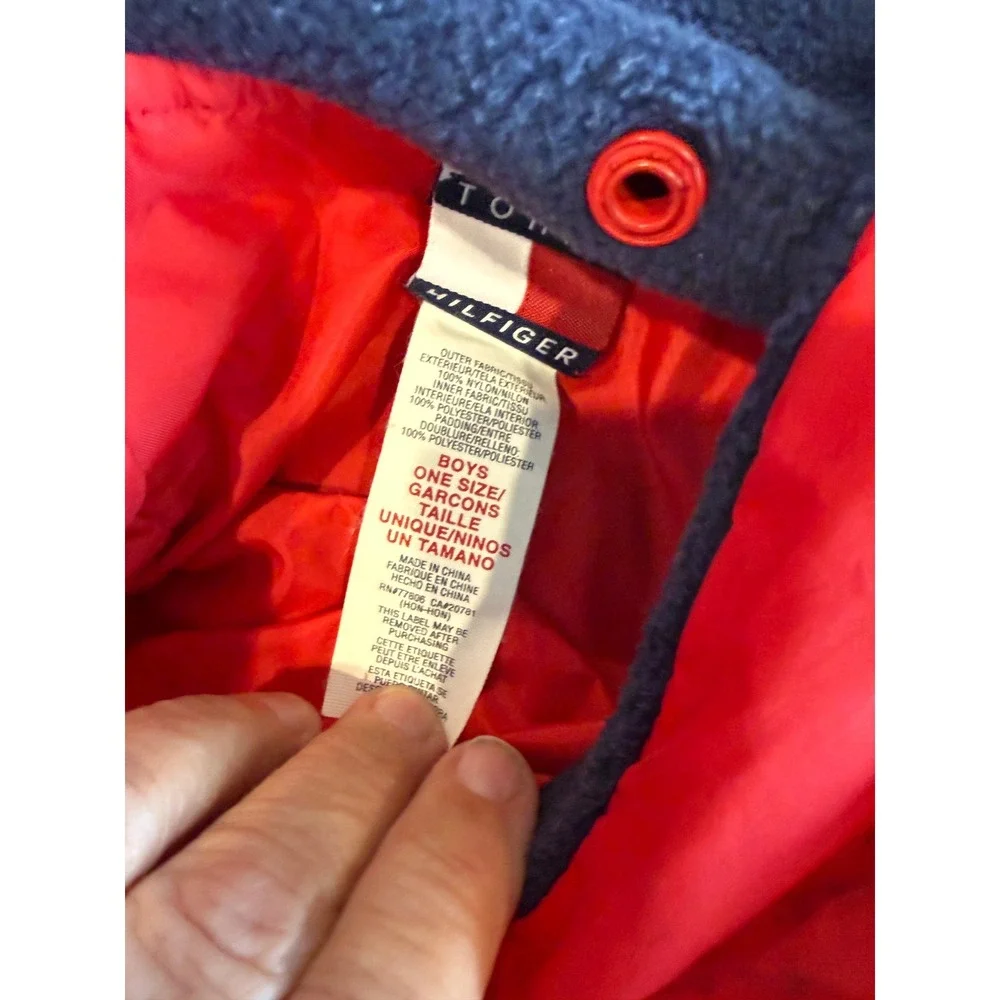 Tommy Hilfiger Boys Red Navy Blue Fleece Lined Trapper Hat One Size Winter‎ Cap